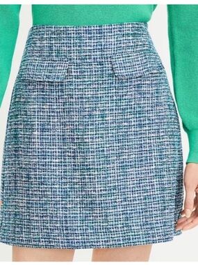 Loft Blue Tweed A-Line Mini Skirt